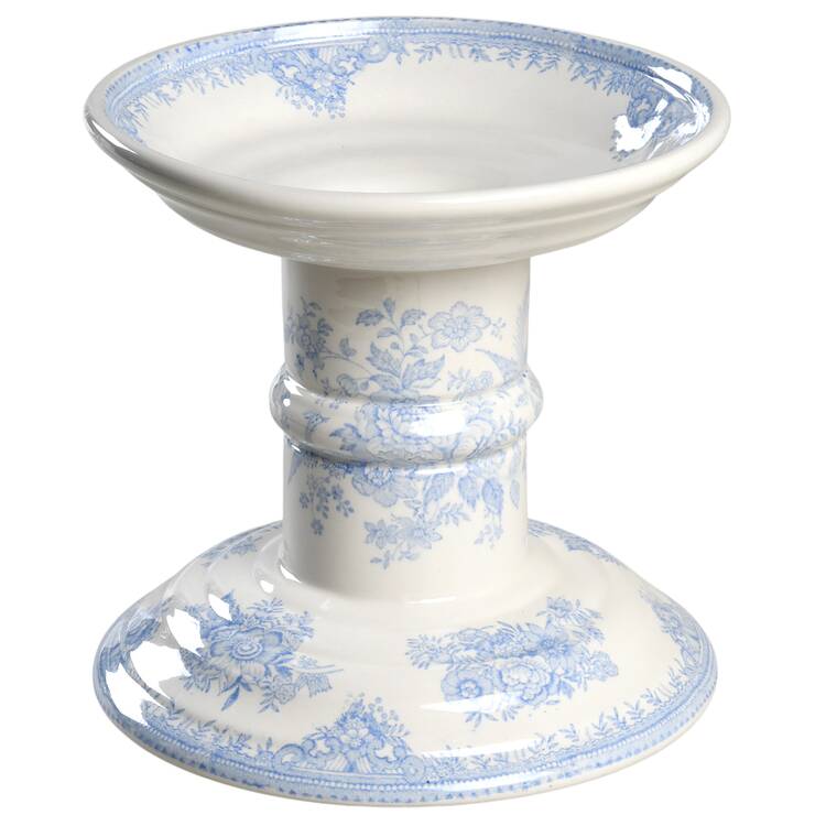 Asiatic Pheasants Blue 7" Pillar Candleholder