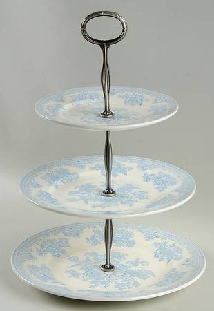 Asiatic Pheasants Blue 3-Tiered Serving Tray (DP, SP, BB)