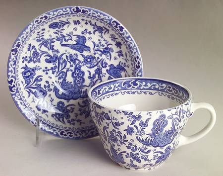 Blue Bird-Regal Peacock Breakfast Cup & Saucer Set by Burgess & Leigh