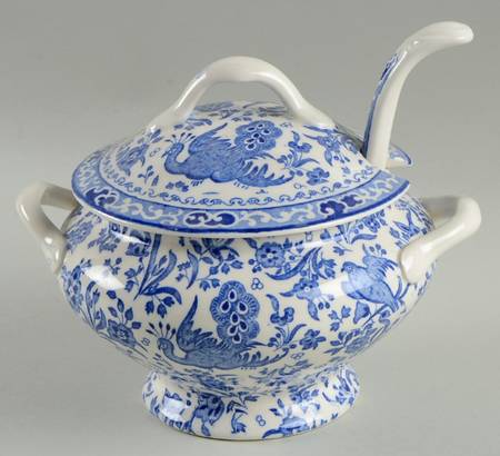 Blue Bird-Regal Peacock Sauce Boat & Lid with Ladle