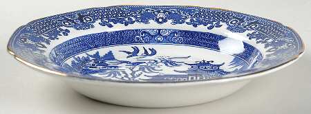 Willow Blue (Gold Trim) Rim Soup Bowl