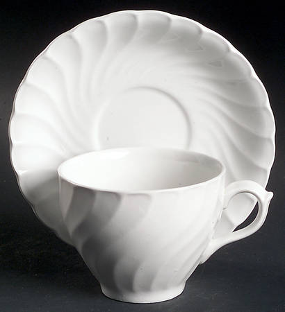Queen's White Flat Cup & Saucer Set