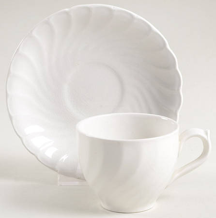 Queen's White Flat Demitasse Cup & Saucer Set