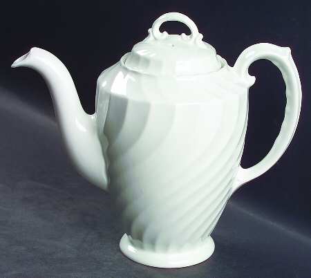 Queen's White Coffee Pot & Lid