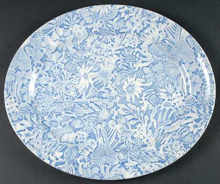 Scilla Blue 13" Oval Serving Platter