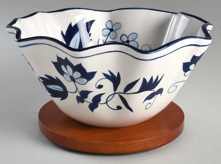 Blue Danube Tulip Bowl & Wood Stand