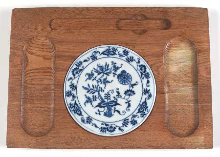 Blue Danube 13" Rectangular Wood Cheese Tray W/Ceramic Tile