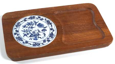 Blue Danube 14" Rectangular Wood Cheese Tray W/Ceramic Tile