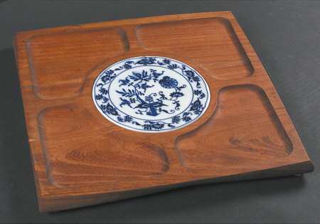 Blue Danube 11" Square Wood Cheese Tray w/Tile