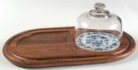 Blue Danube 17" Oval Wood Cheese with Glass Dome and Tile