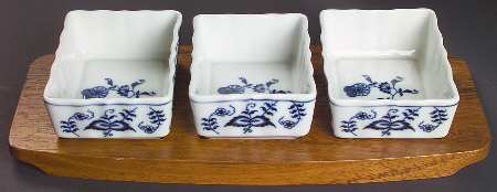 Blue Danube 3-Part Relish with Rectangular Wood Tray