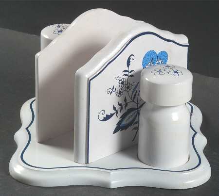 Blue Danube All Wood Napkin, Salt and Pepper Set with Tray