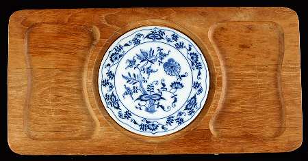 Blue Danube 16" Rectangular Wood Cheese Tray W/Ceramic Tile