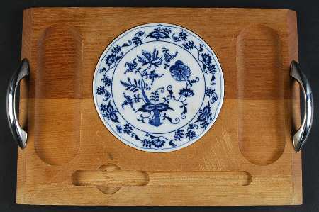 Blue Danube 13" Rectangular Wood Cheese Tray W/Ceramic Tile