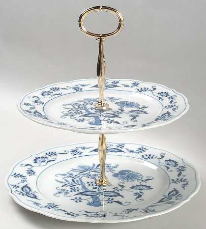 Blue Danube 2 Tiered Serving Tray (Dinner & Salad Plate)