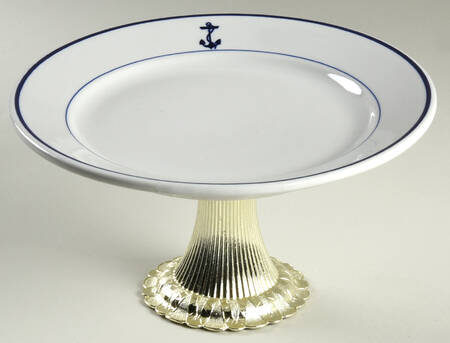 US Navy Mess Wardroom Officer Cake Stand with 4"-5" Metal Pedestal  Hc