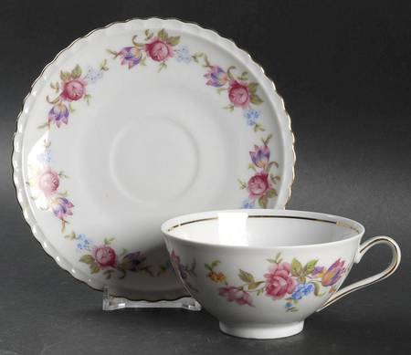 Flower Border Flat Cup & Saucer Set