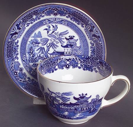 Willow Blue (Gold Trim) Oversized Cup & Saucer Set