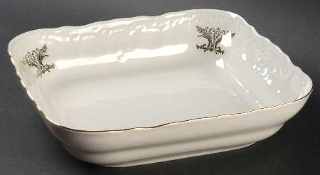 Bernadotte Gold Scroll 10" Square Vegetable Bowl