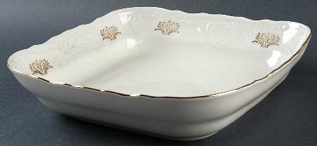 Bernadotte Gold Scroll 10" Square Vegetable Bowl