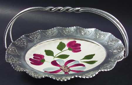 Whirligig Luncheon Plate with Metal Handled Rim