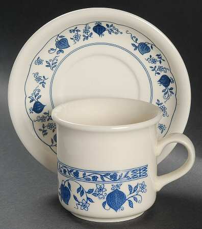 Blue Onion Flat Cup & Saucer Set