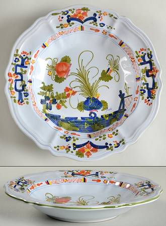 Blue Carnation Large Rim Soup Bowl