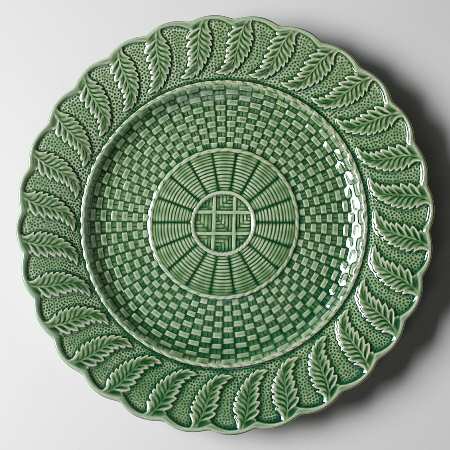 Basketweave Green 12" Chop Plate (Round Platter)