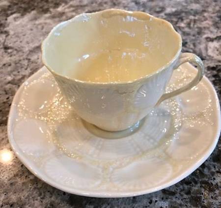 New Shell White Flat Cup & Saucer Set