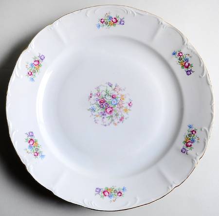 Bouquet (Small Floral, Scroll Edge) 12" Chop Plate (Round Platter)