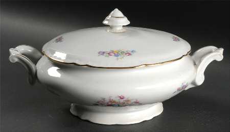 Bouquet (Small Floral, Scroll Edge) Round Covered Vegetable