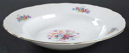 Bouquet (Small Floral, Scroll Edge) Rim Soup Bowl