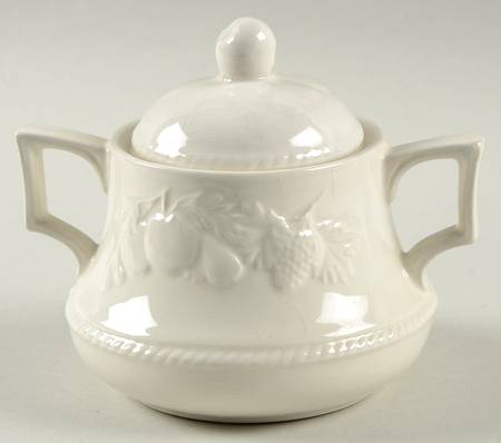 Lincoln White Sugar Bowl & Lid
