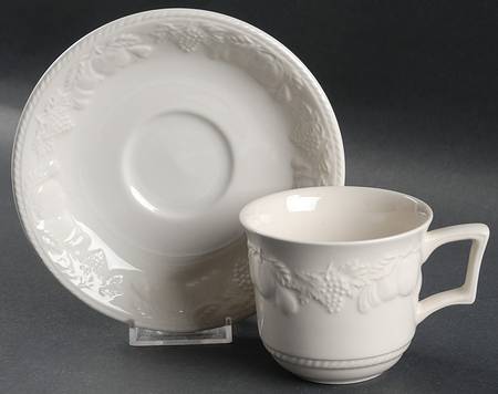 Lincoln White Flat Cup & Saucer Set