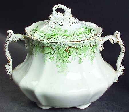 Cromer Green (Gold Accents) Sugar Bowl & Lid