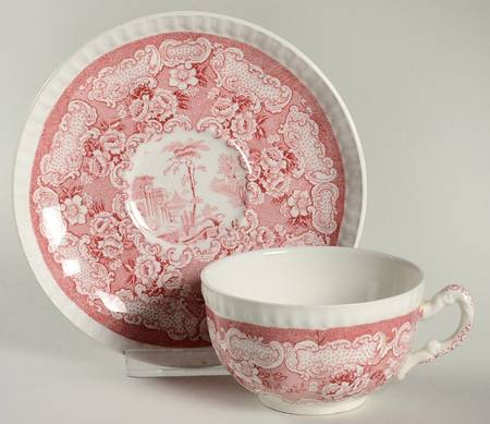 Athena Red Flat Cup & Saucer Set