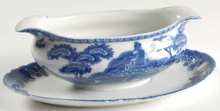 BLU1 Gravy Boat with Attached Underplate