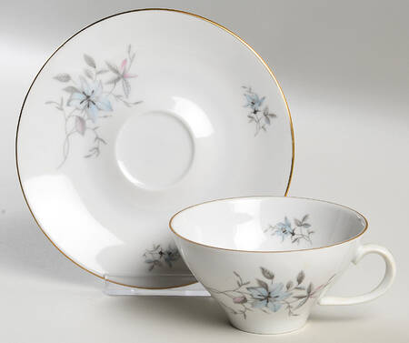 Blue Fantasy (Gold Trim) Flat Cup & Saucer Set
