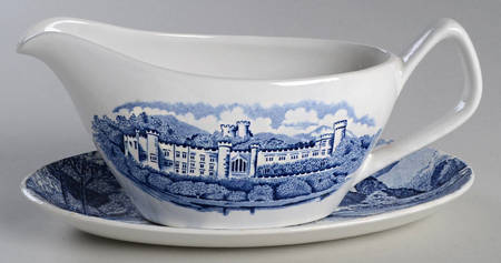English Castles Blue Gravy Boat & Underplate