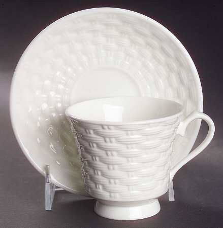 Basketweave Footed Cup & Saucer Set