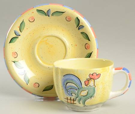 Rooster Flat Cup & Saucer Set