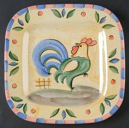Rooster Square Dinner Plate