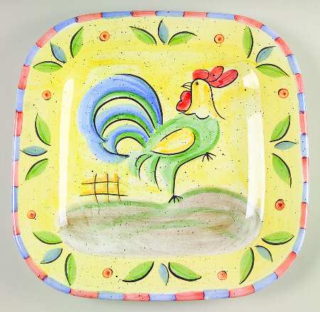 Rooster Square Dinner Plate by Bella