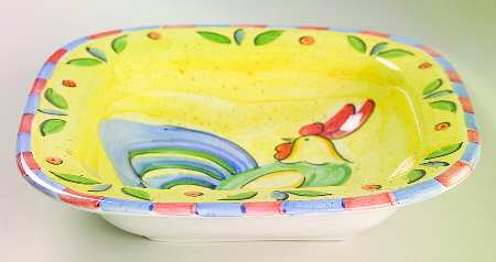 Rooster Square Soup Bowl