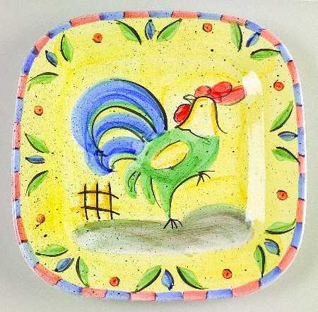 Rooster Square Salad Plate
