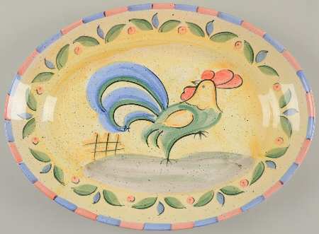 Rooster 14" Oval Serving Platter