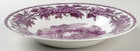 British Scenery Purple (No Embossed Edge) Large Rim Soup Bowl