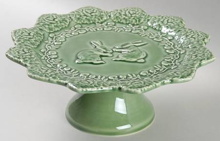 Rabbit Green 8" Diameter Pedestal Cake Stand