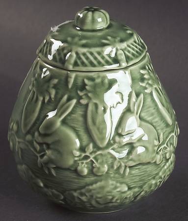 Rabbit Green Sugar Bowl & Lid