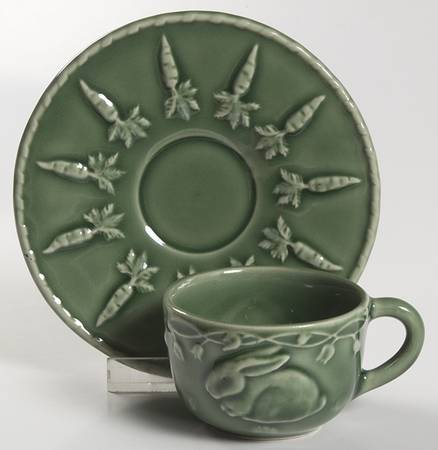 Rabbit Green Flat Demitasse Cup & Saucer Set